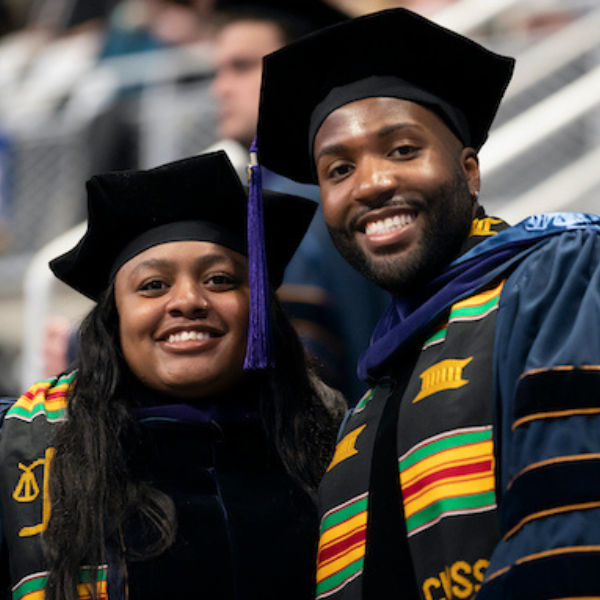 Students in Cap and Gown at Graduation